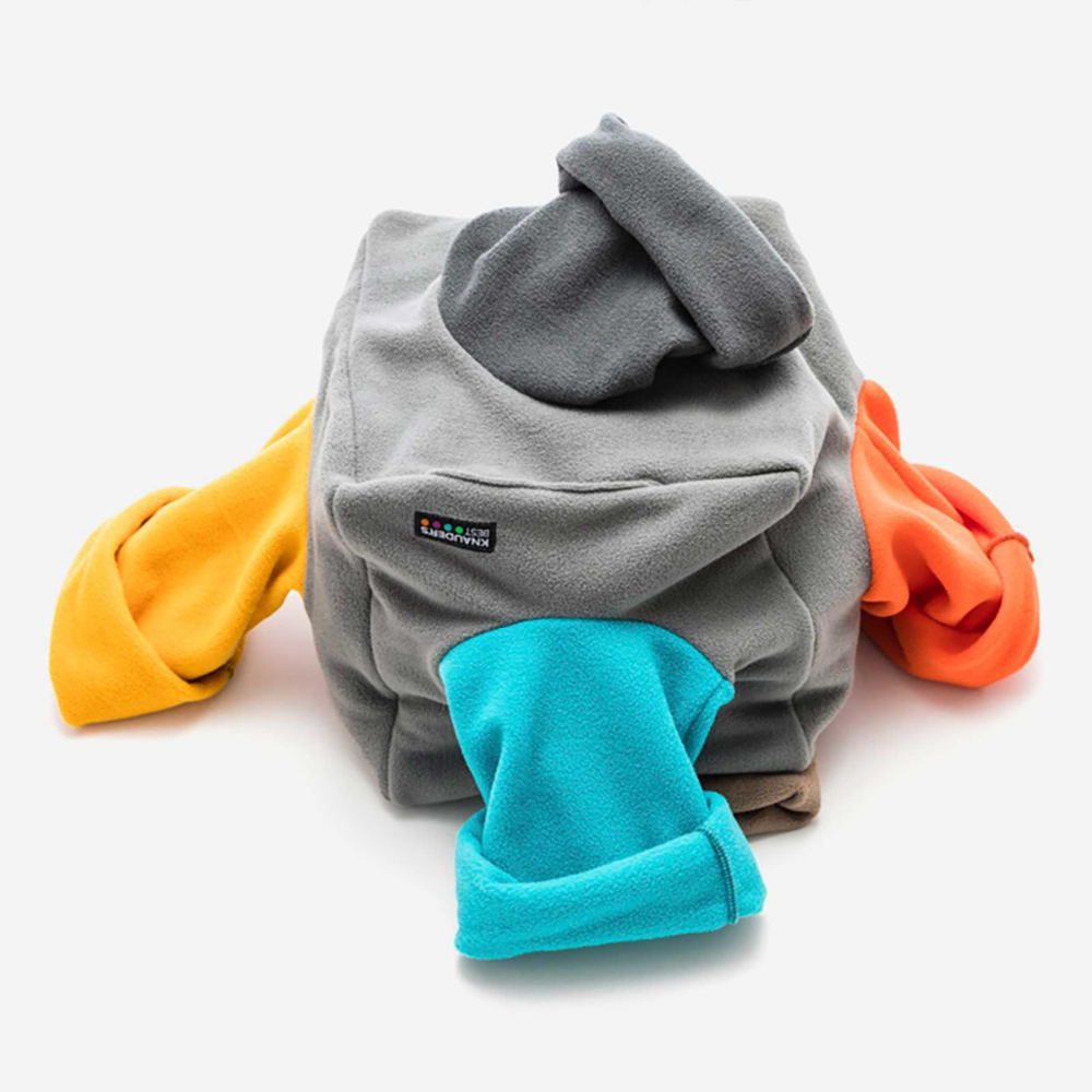 Fleece Backpack, Colorful sleeves, Grey backpack, Soft fabric, Children's backpack