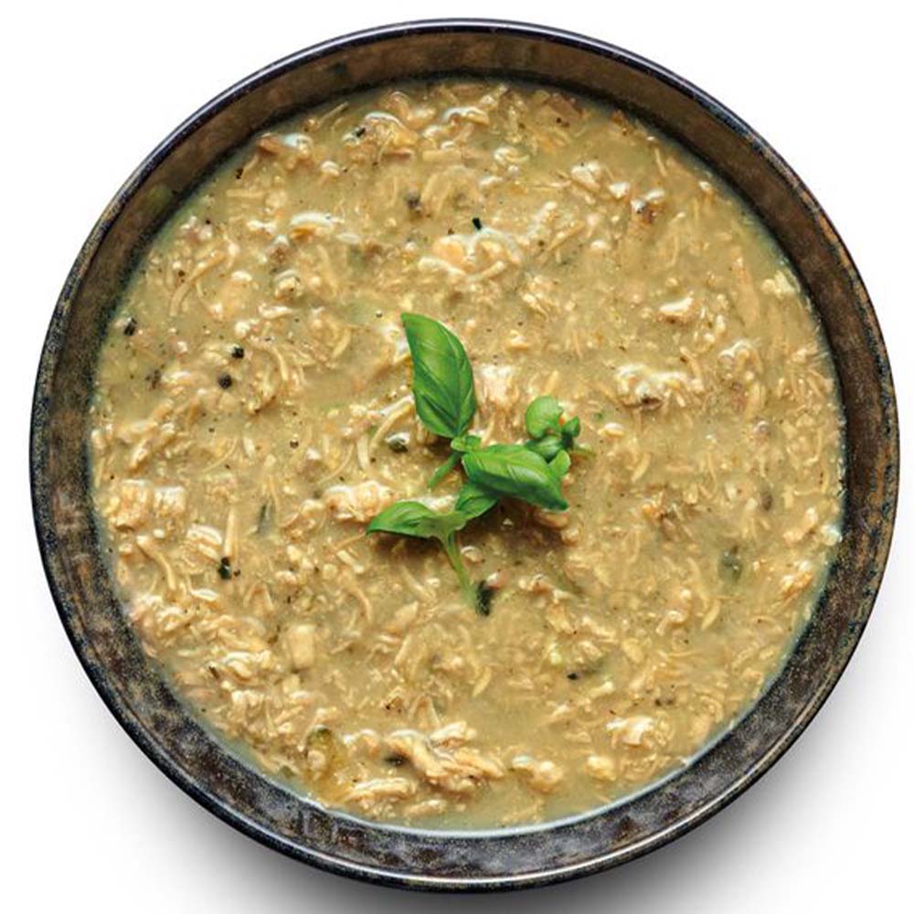 Suppe, Hühnerfleisch, Kräuter, Basilikum, Fleischsuppe