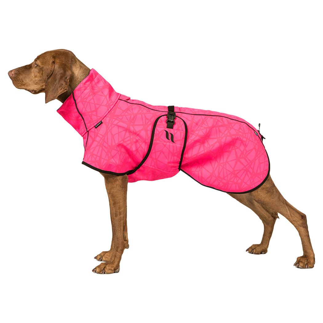 Hundedogge, Winterjacke, Reflektorrosa, Regenschutz, Grau/rosa Muster