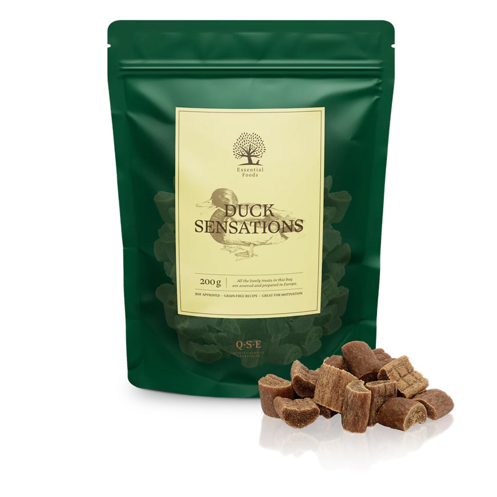 Hundefutter, Enthärtete Leckerlis, getrocknet, Gehalt 200g, Duck Sensations