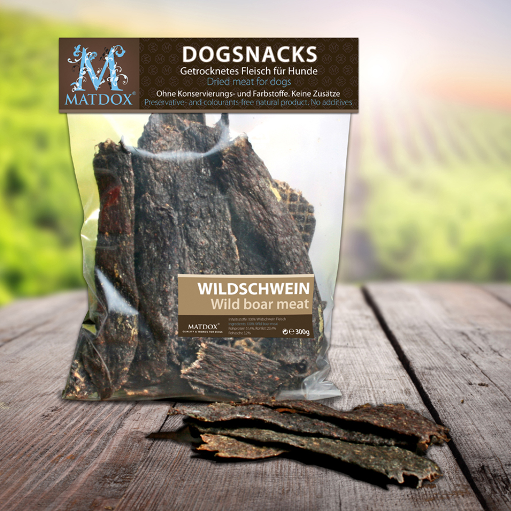 Wildschwein, Wild boar meat, Dried meat, Hundesnacks, Trockenfleisch