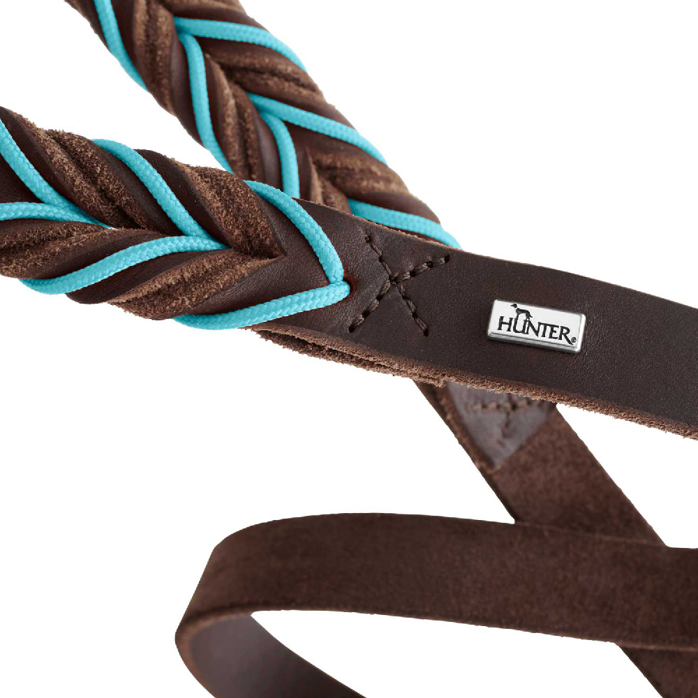 HUNTER Verstellbare Führleine Solid Education Cord dunkelbraun/türkis 20/200 HUNTER Verstellbare Führleine Solid Education Cord dunkelbraun/türkis 20/200