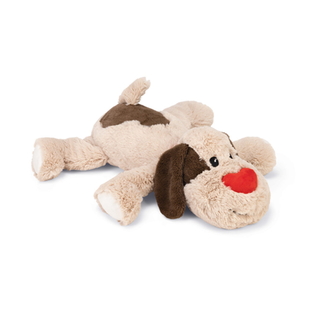 Plüschtier, Hund Plüsch, braun/beige, rote Nase, weicher Plüsch