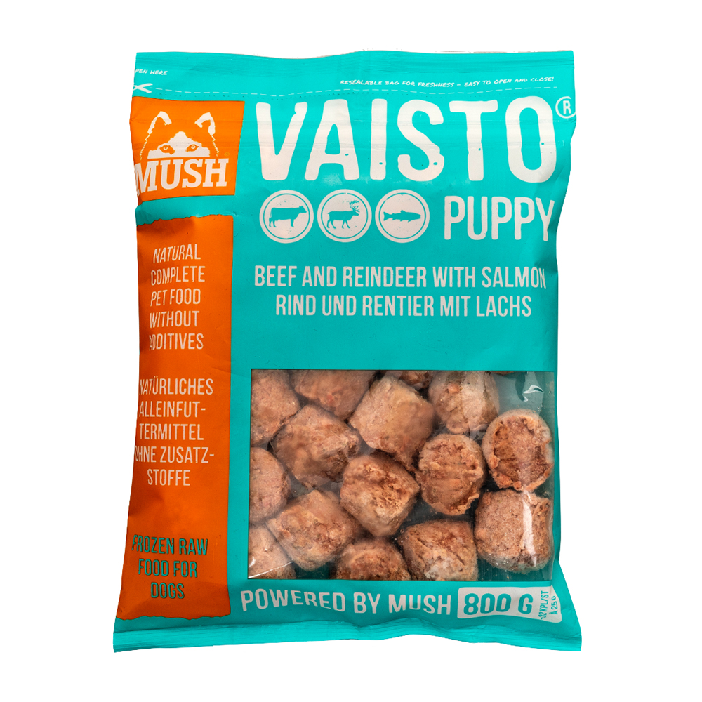 MUSH Vaisto eisblau Puppy - Rind-Rentier-Lachs Welpenbarf - 800g