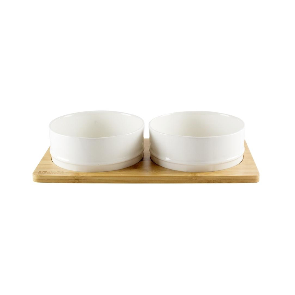 BeOneBreed Ceramic u Bamboo Bowl Duo Weiß 850ml