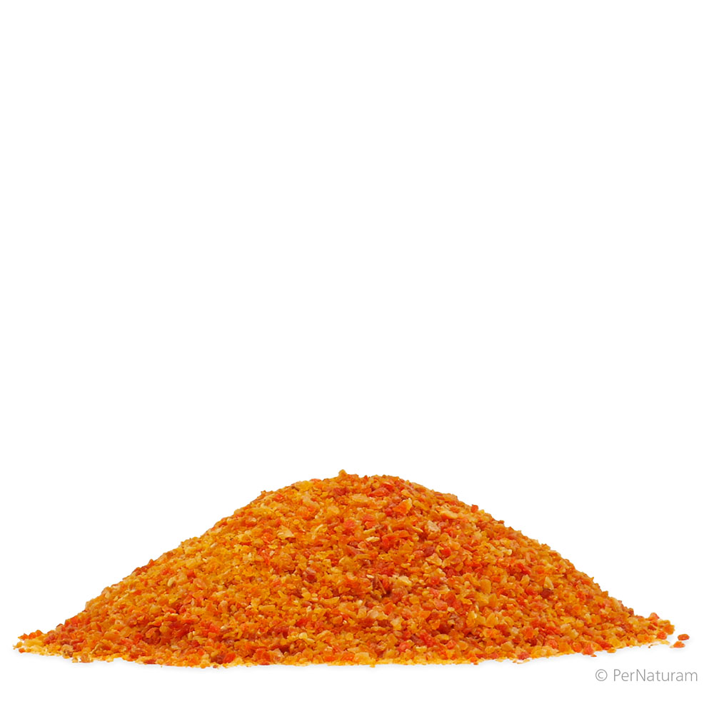 Paprika, Gewürzpulver, Orangene Farbe, Fragmentierte Körnung, Pudersalzersatz