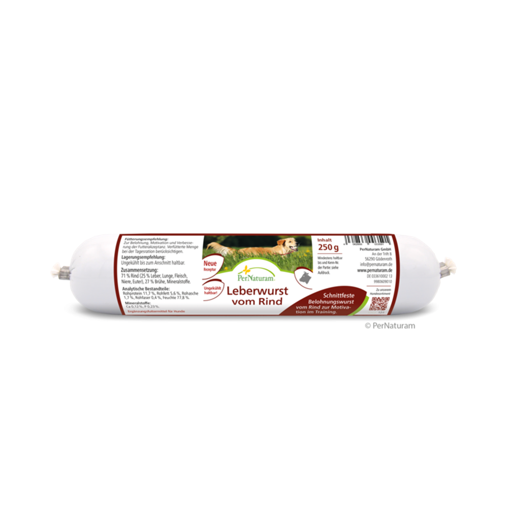 PerNaturam Hundewurst Leberwurst Rind 250g Zylinder