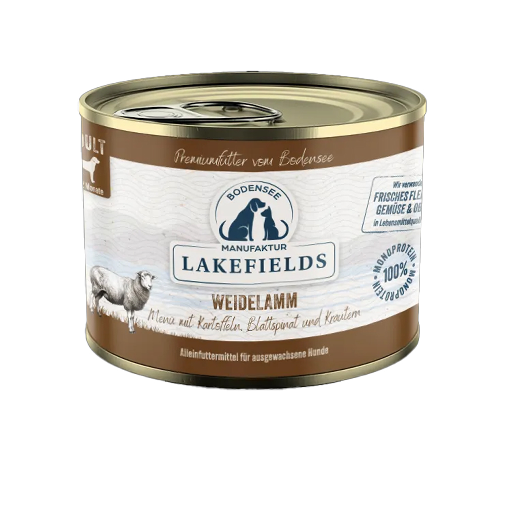 Hundefutter, Dosenfutter, Weidelamm, Lakefields, Hundemenü