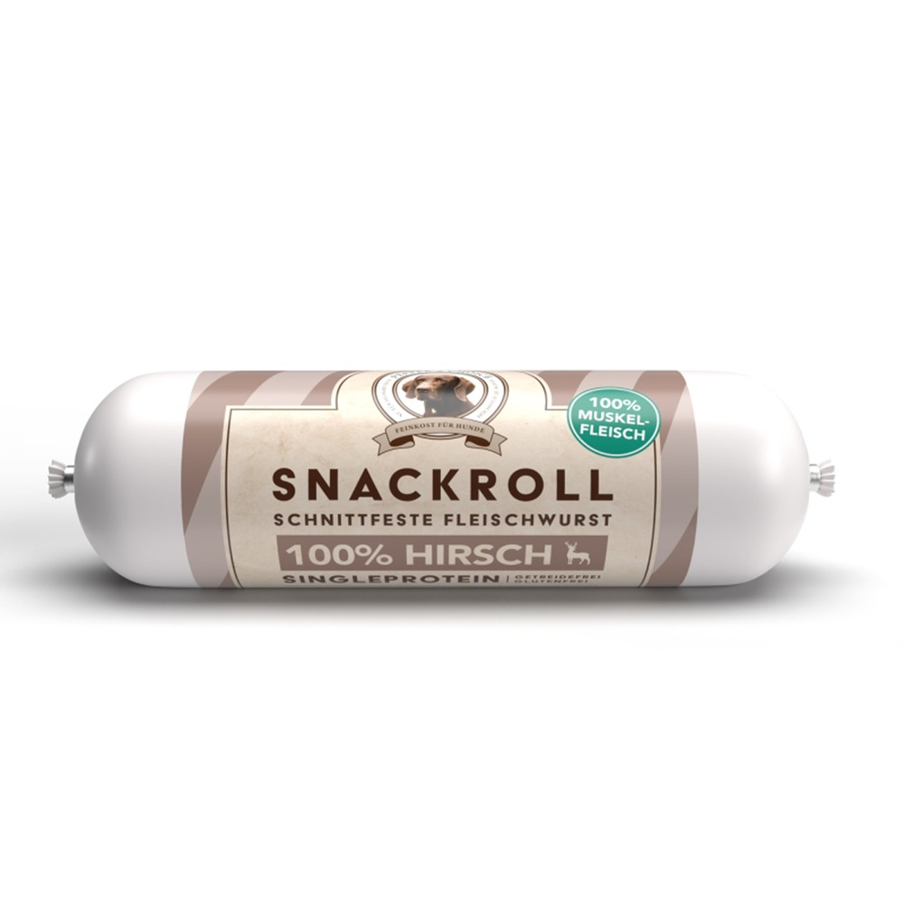 Wurst, Schnellrolle, 100% Hirsch, Muskelfleisch, Singleprotein