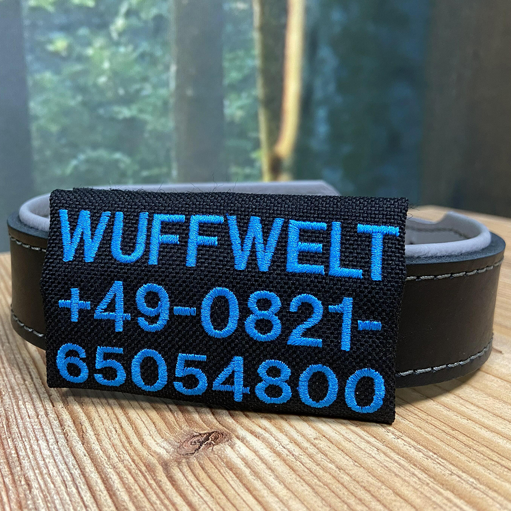 armband, Gurt, textured, blaue Stickerei, schwarz