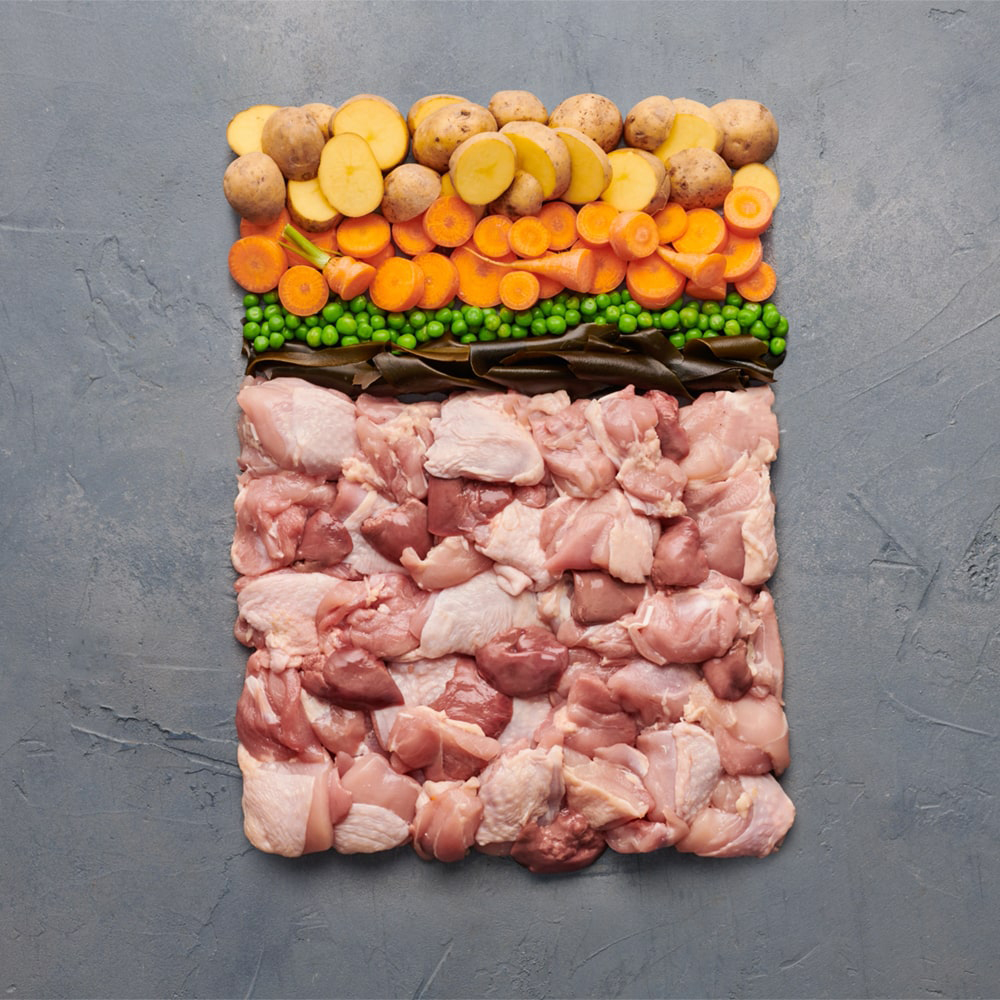 Hähnchenfleisch, Gemüse, Karotten, Kartoffeln, Bohnen