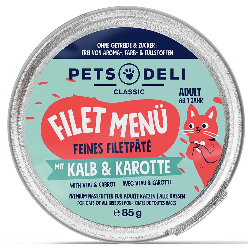 Futter, Katzenfutter, Haltbar, Kalb, Karotte