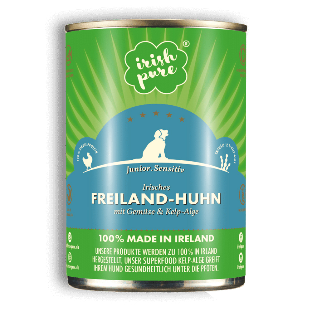 Irish Pure Nassfutter Freiland-Huhn Gemüse & Kelp-Alge Puppy 390g