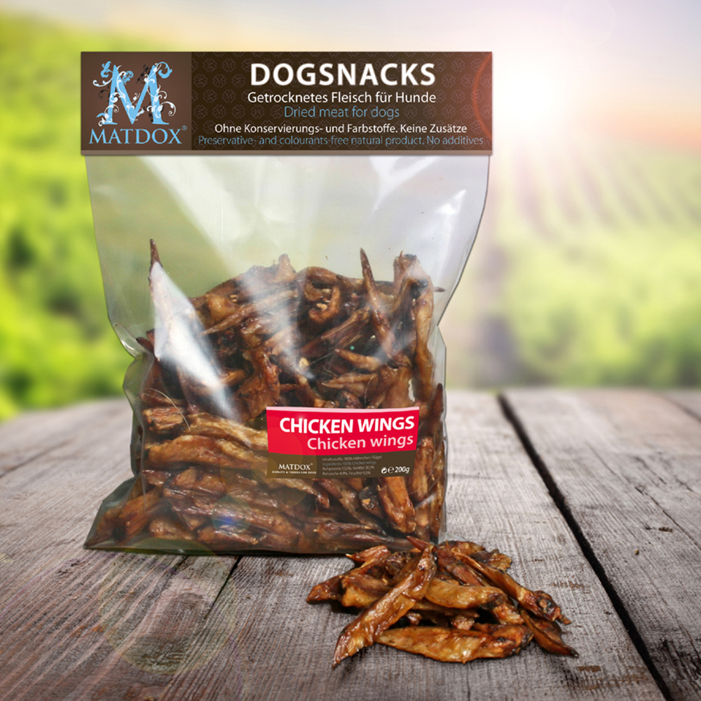 Hunde-Snacks, Chicken Wings, Getrocknetes Fleisch, Knabberartikel, Snackbeutel
