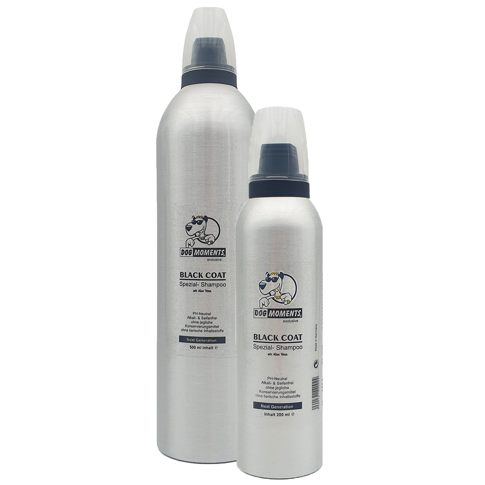 DogMoments Hundeshampoo Wellness Black Coat in 200ml und 500ml Flasche