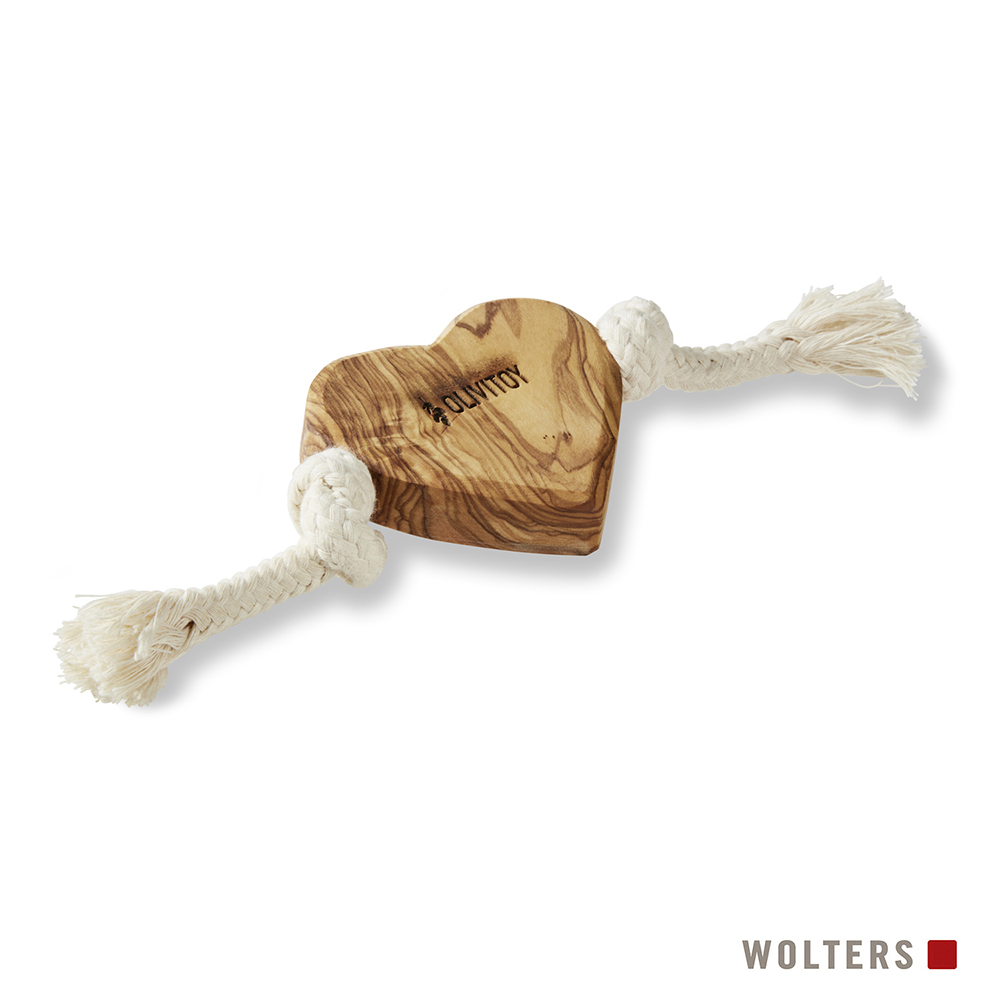 Holzspielzeug, Herzform, Kauspielzeug, Seilspielzeug, Naturholz