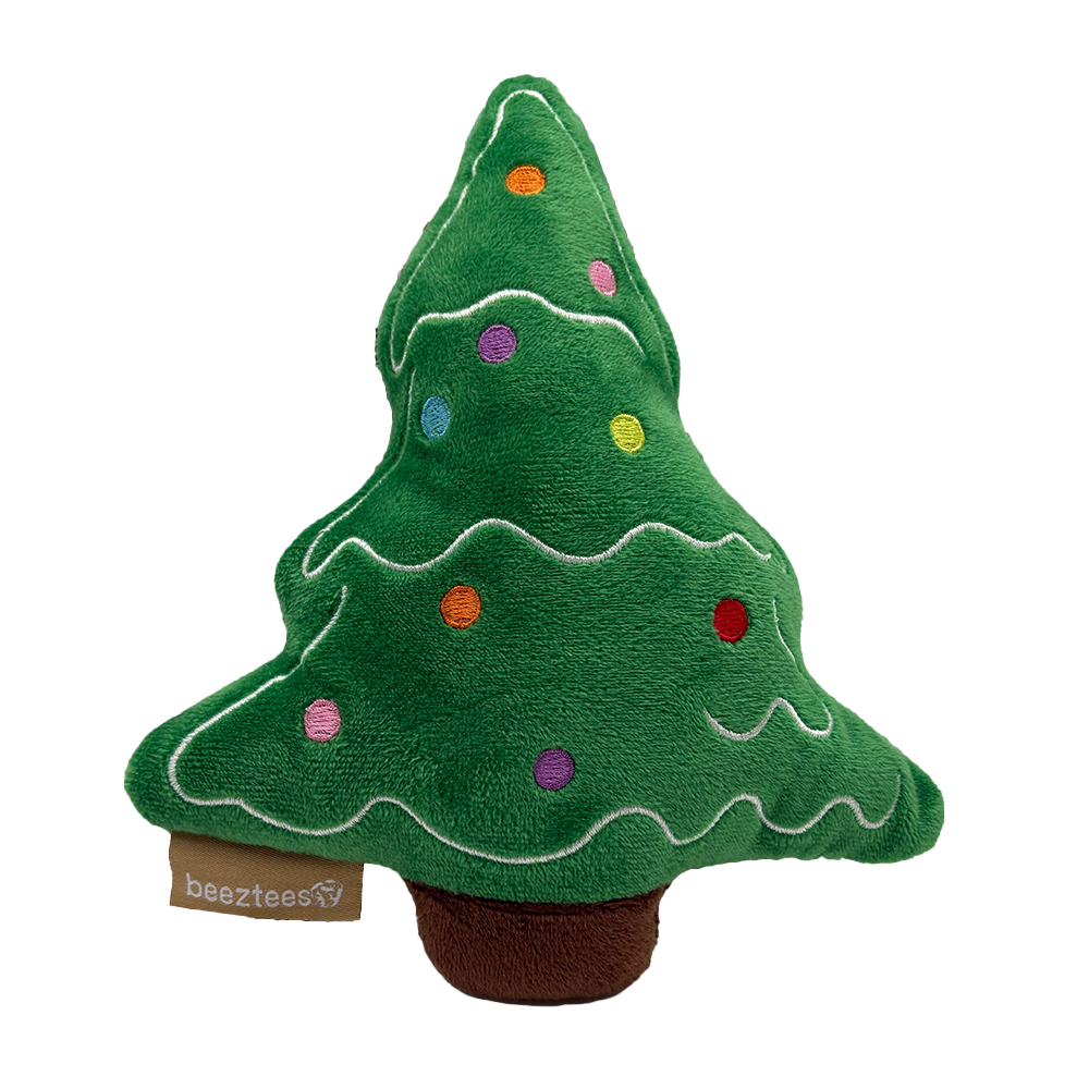 Plüschspielzeug, Weihnachtsbaum, grün, bunte Punkte, bestickt