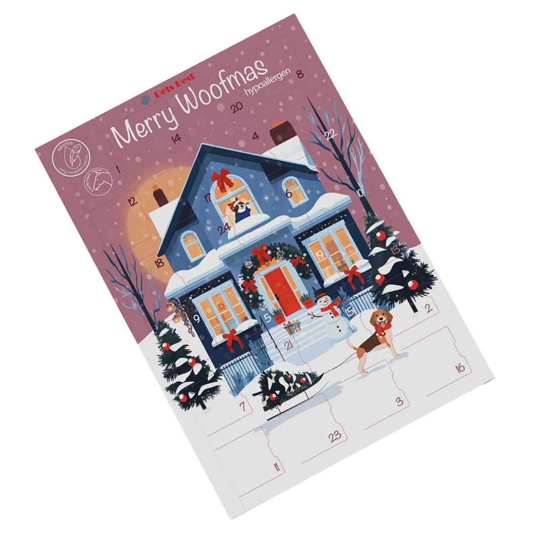 Adventskalender, Hund, Weihnachtsmotiv, hypoallergen, 24 Türchen