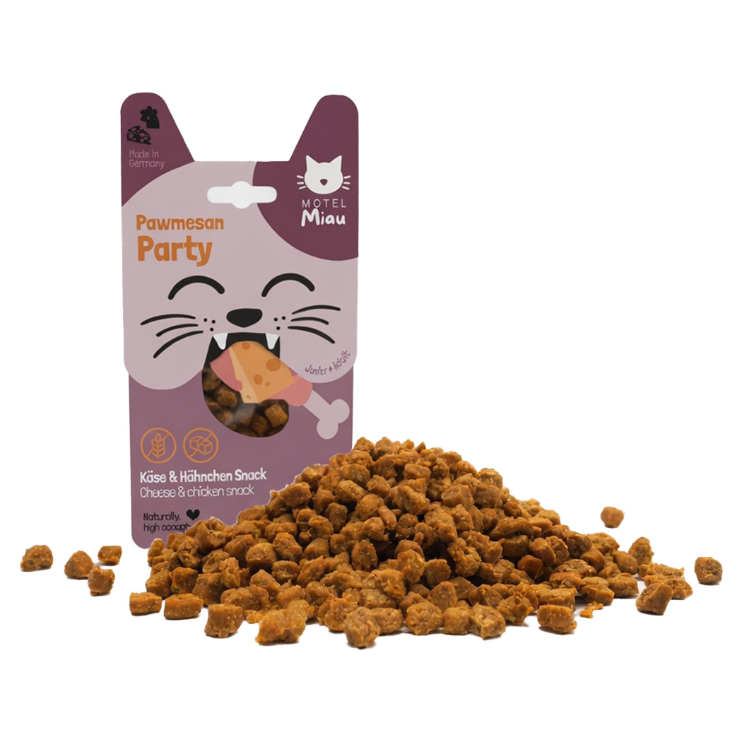 Haustier-Snack, Käse-Hähnchen, Katzen-Leckerli, knusprige Kroketten, Pawmesan Party