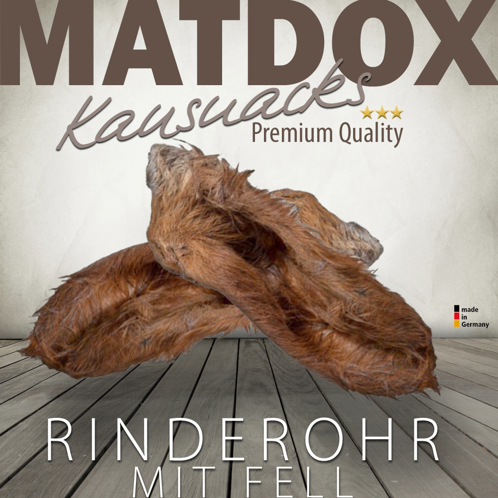 Matdox Rinderohr mit Fell 3 Stück - made in Germany -