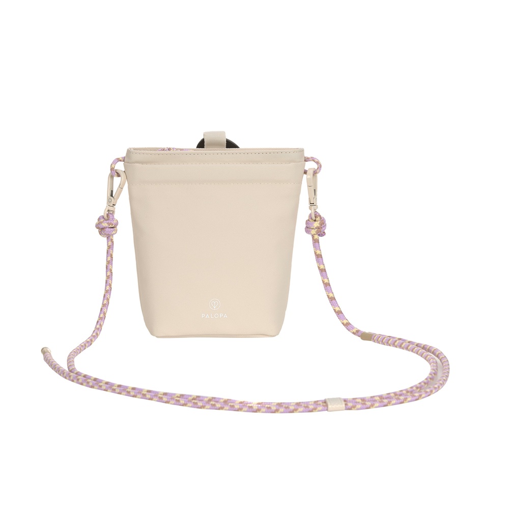 Mini-Tasche, Beige, Kordelzug, Schultertasche, Polyester