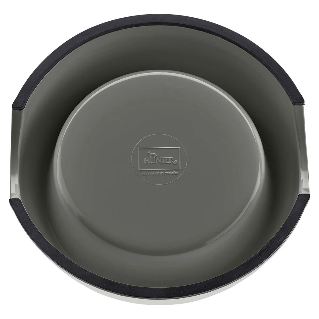 Kaffeebecher, Thermobecher, Griffschale, Außenteil Metall, grau