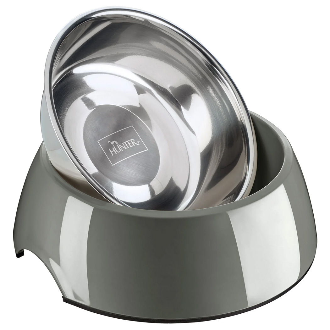 Futternapf, Hundeschüssel, Rutschfeste Basis, Edelstahl-Schüssel, Hunter-Logo