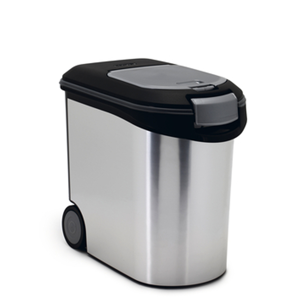 Abfalleimer, Müllbehälter, Edelstahl, Rollcontainer, Schwarz