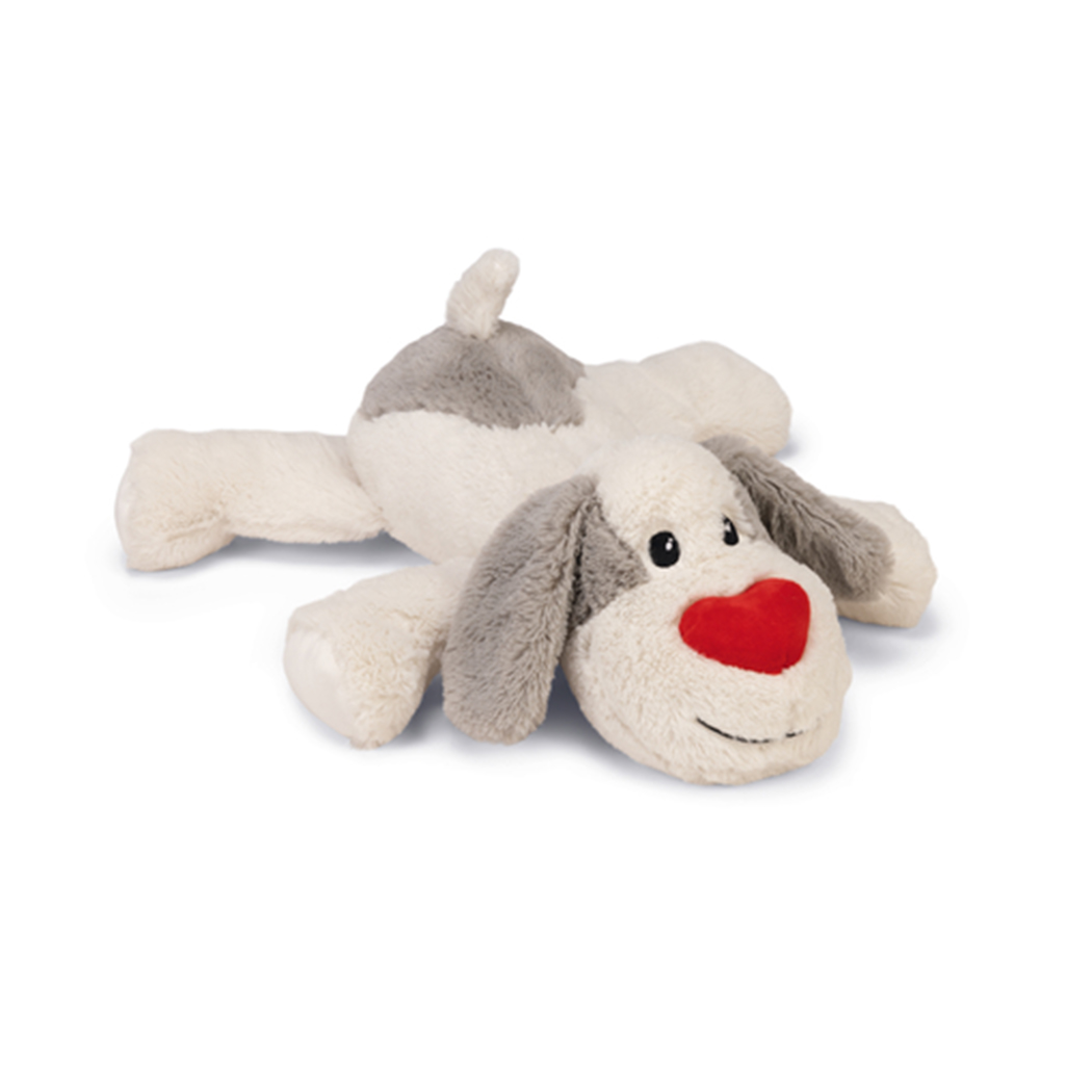 Plushie, Hund, Herz-Nase, grau, creme