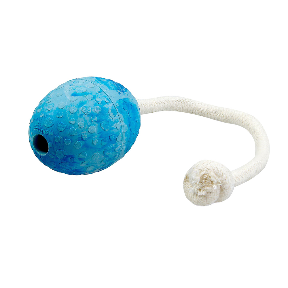 Kauspielzeug, Gummi-Kugel, Ball mit Loch, Zugseil-Spielzeug, Blue Ball