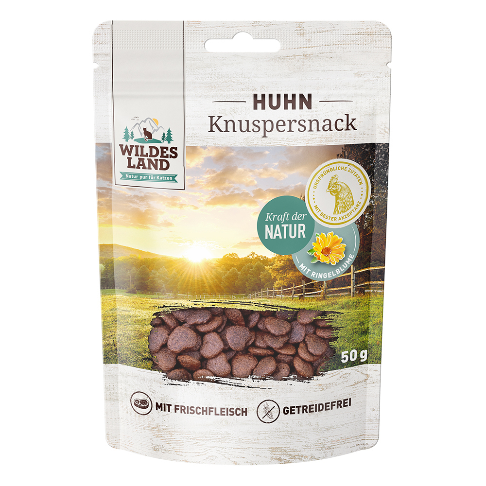 Wildes Land Knuspersnack Huhn mit Ringelblume 50g - Katze