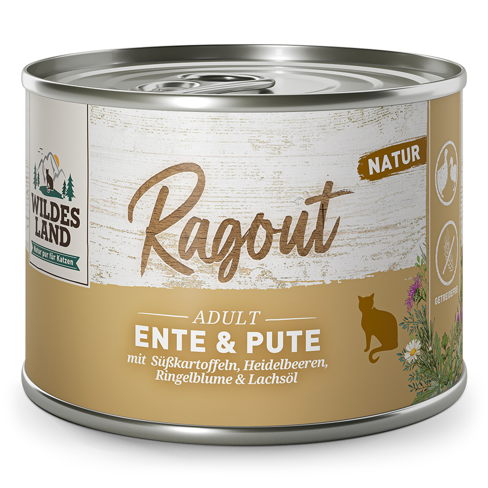 Wildes Land Nassfutter Katze adult Ragout Ente & Pute 180g