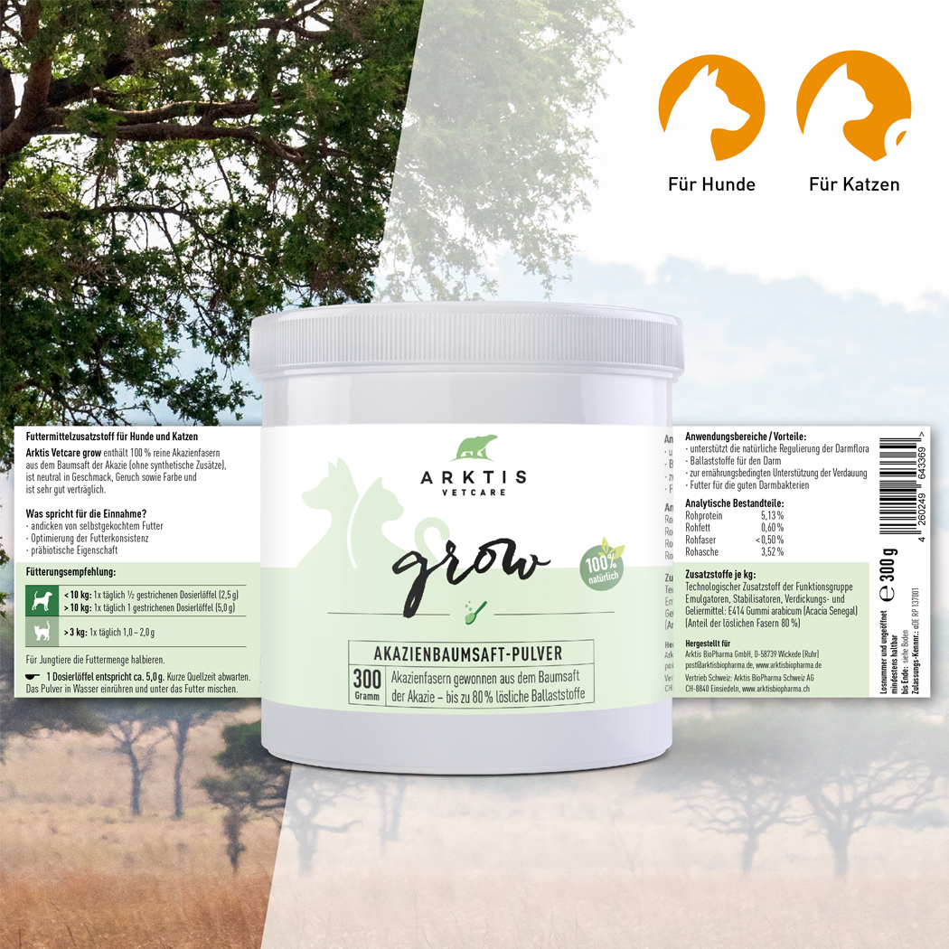 akazienbaumsaft-pulver, tiernahrung, futterzusatz, naturprodukt, 300-gramm