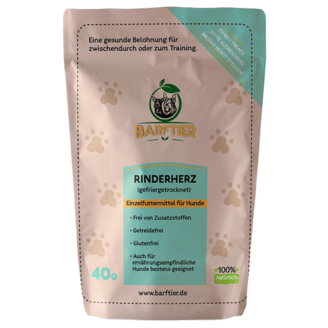 Rindherz, Trockenfutter, Hund, BARF-Tier, 40 g