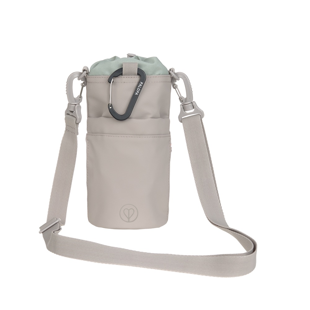 Mini Tasche, Schultertasche, Carabiner, Kordelzug, Grau