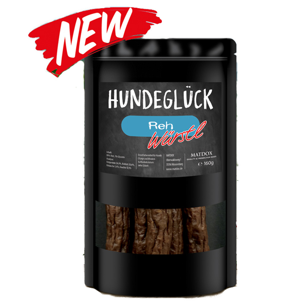 Hundeglück, Reh Wurst, Rinderwurst, Hundesnack, Trockenfleisch