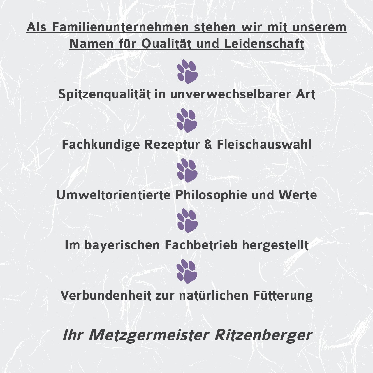 Text auf dem Bild, Deutsch, Werbung, Pfoten-Symbole, design ohne Logo