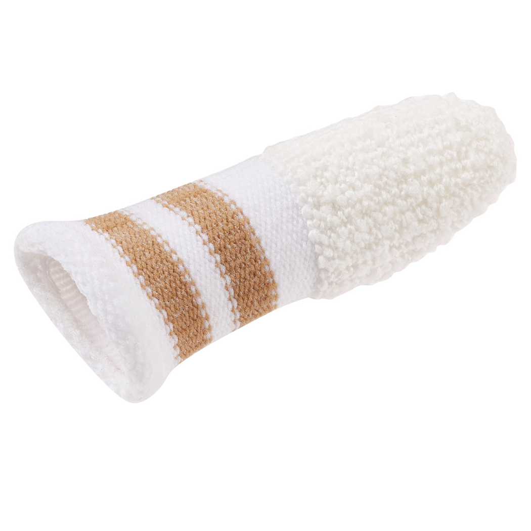 Waschlappen, Handtuchrolle, Strickmuster, Weiß, Braune Streifen