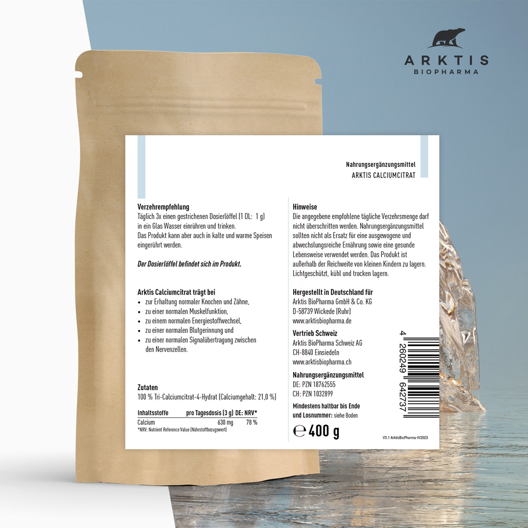 Kalzium Citrat, Ergänzungsmittel, Pulver, Beutel, Nahrungsergänzung