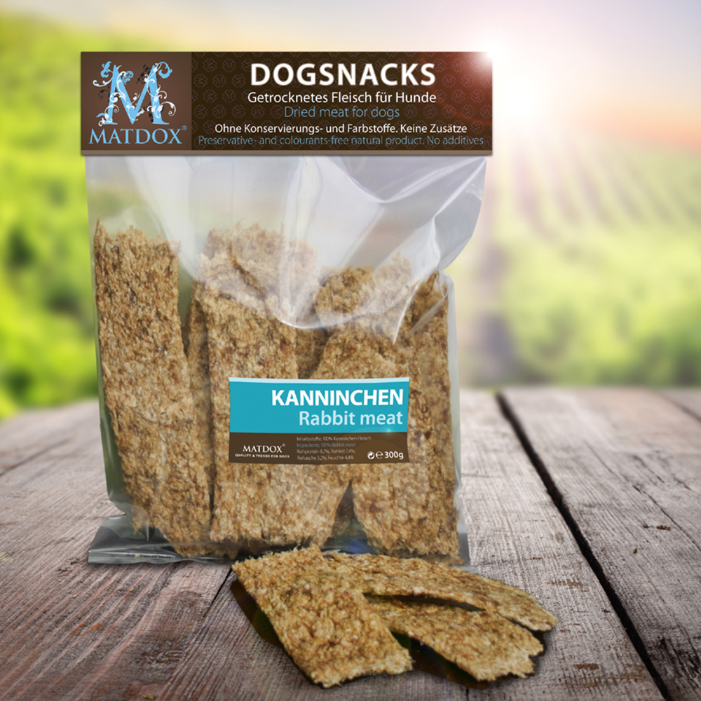 Hundesnacks, Kaninchen, Kaninchenfleisch, Knabberstangen, Trockenfleisch