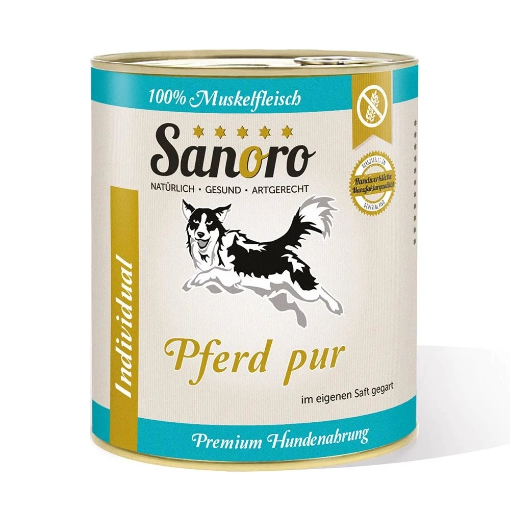 Sanoro Reinfleischdose 100% Muskelfleisch Pferd 800g Zinn, Kann, Aluminium, Konserven, Lebensmittel