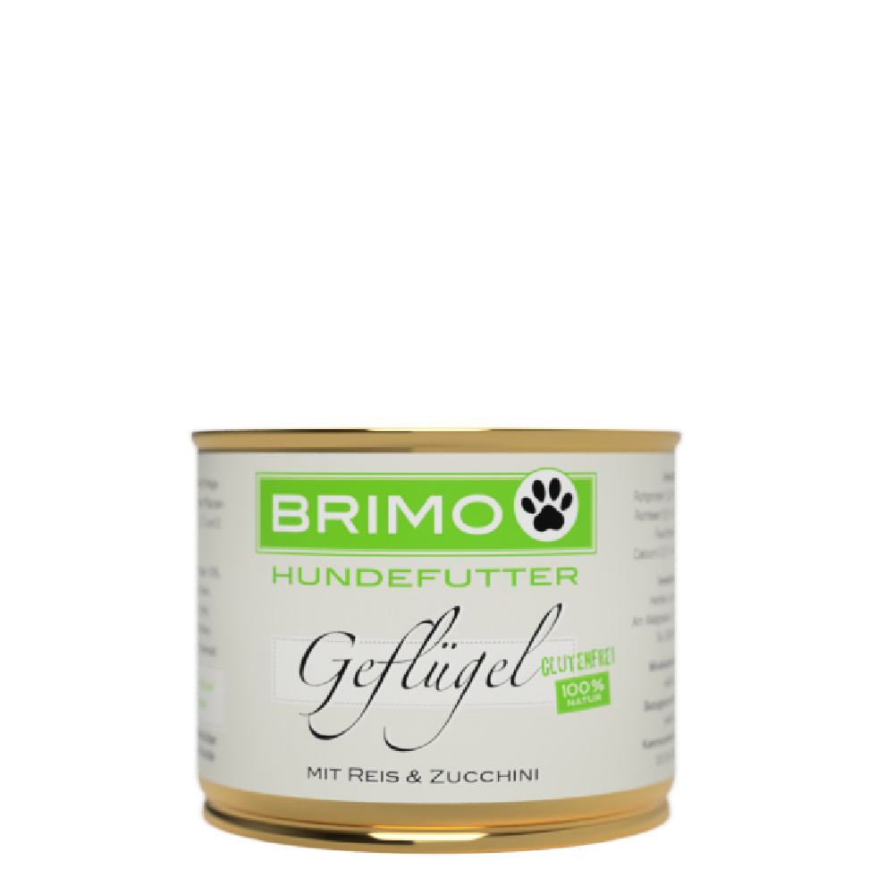 Dosenfutter, Hundefutter, Gefügel, Reis, Zucchini