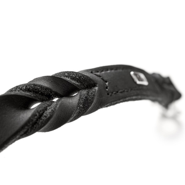 Kette, Leder, geflochten, Schwarz, Metallverschluss