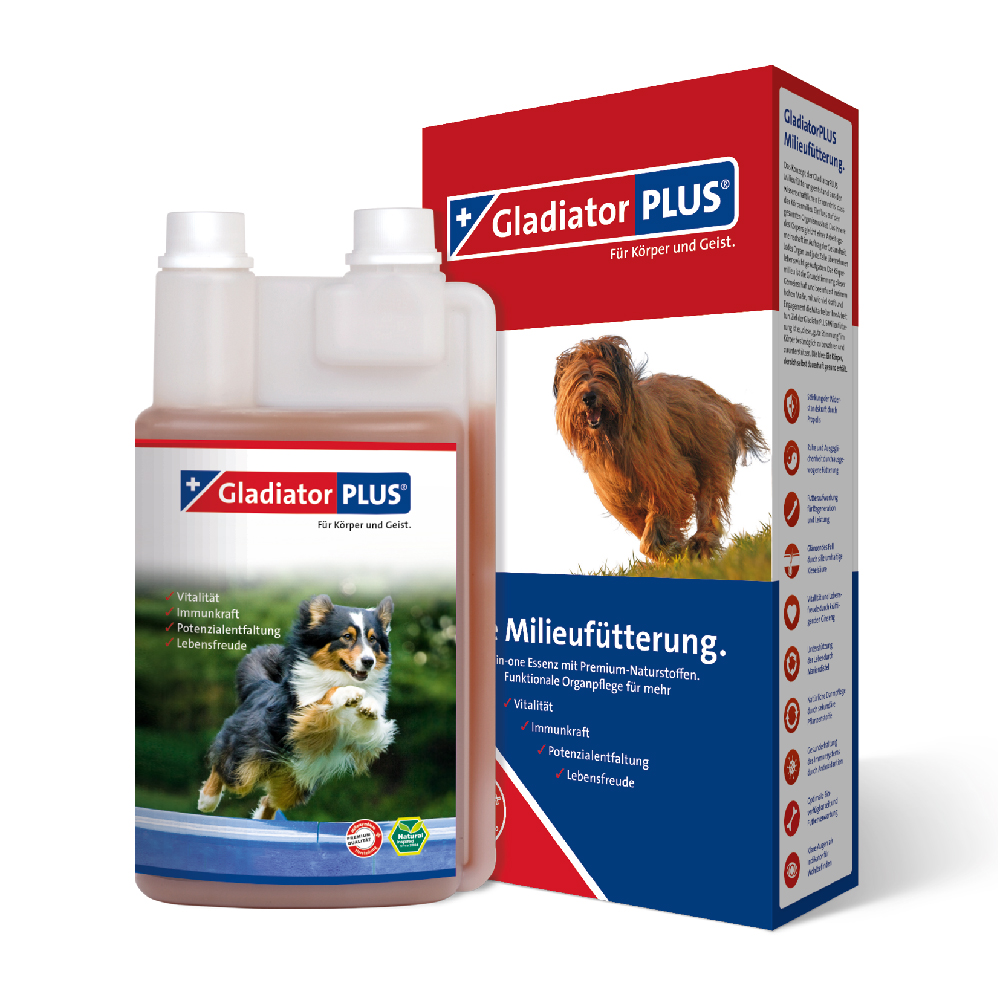 GladiatorPlus für Hunde in 500ml und 1000ml Hund, Säugetier, Haustier, Flasche