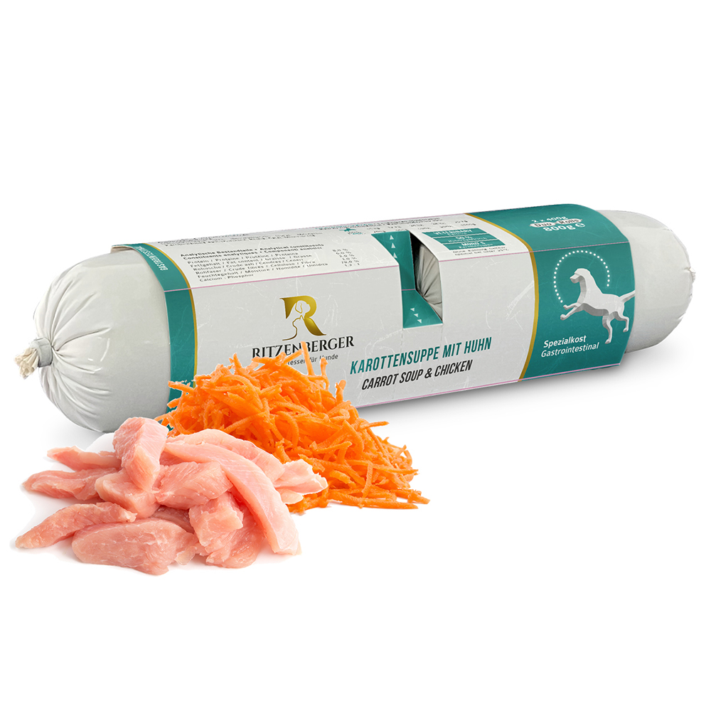 Wurstrolle, Karottensuppe, Huhn, Schinken, Trockenwurst