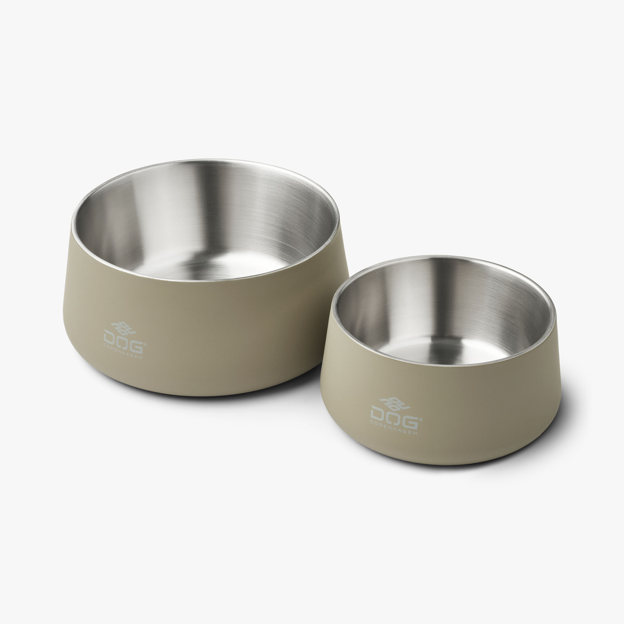 Hundeschalen, Haustier-Schalen, Edelstahl, Beige, Zweier-Set