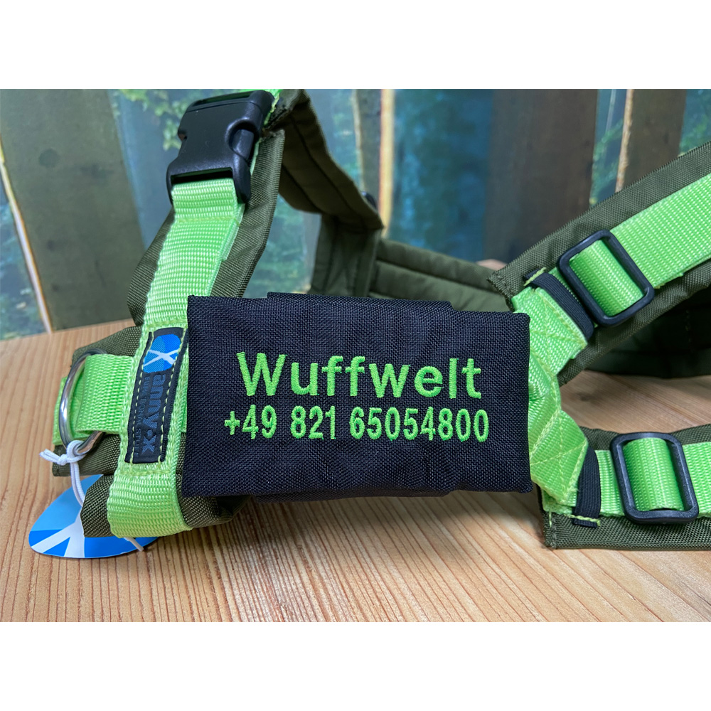 Gurtband, Sicherheitsgurt, Neongrün, Klettverschluss, Label