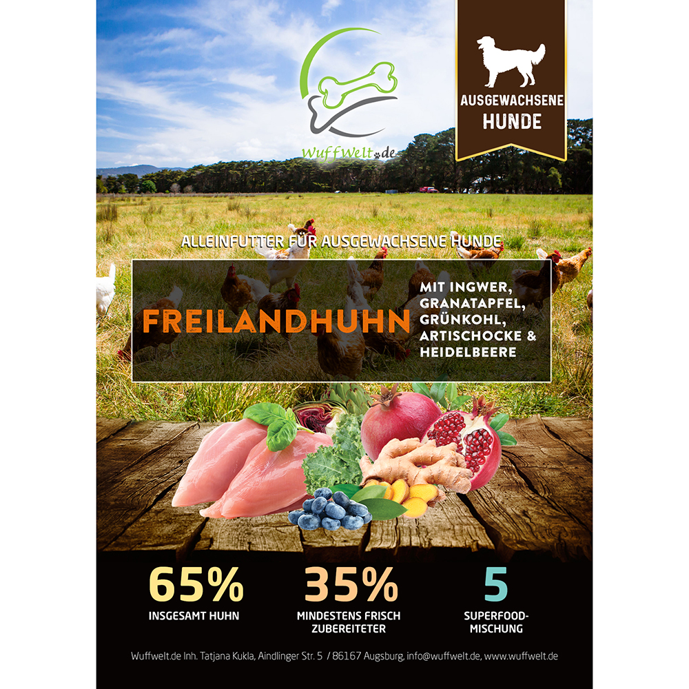 Wuffwelt Trockenfutter Freilandhuhn 2kg