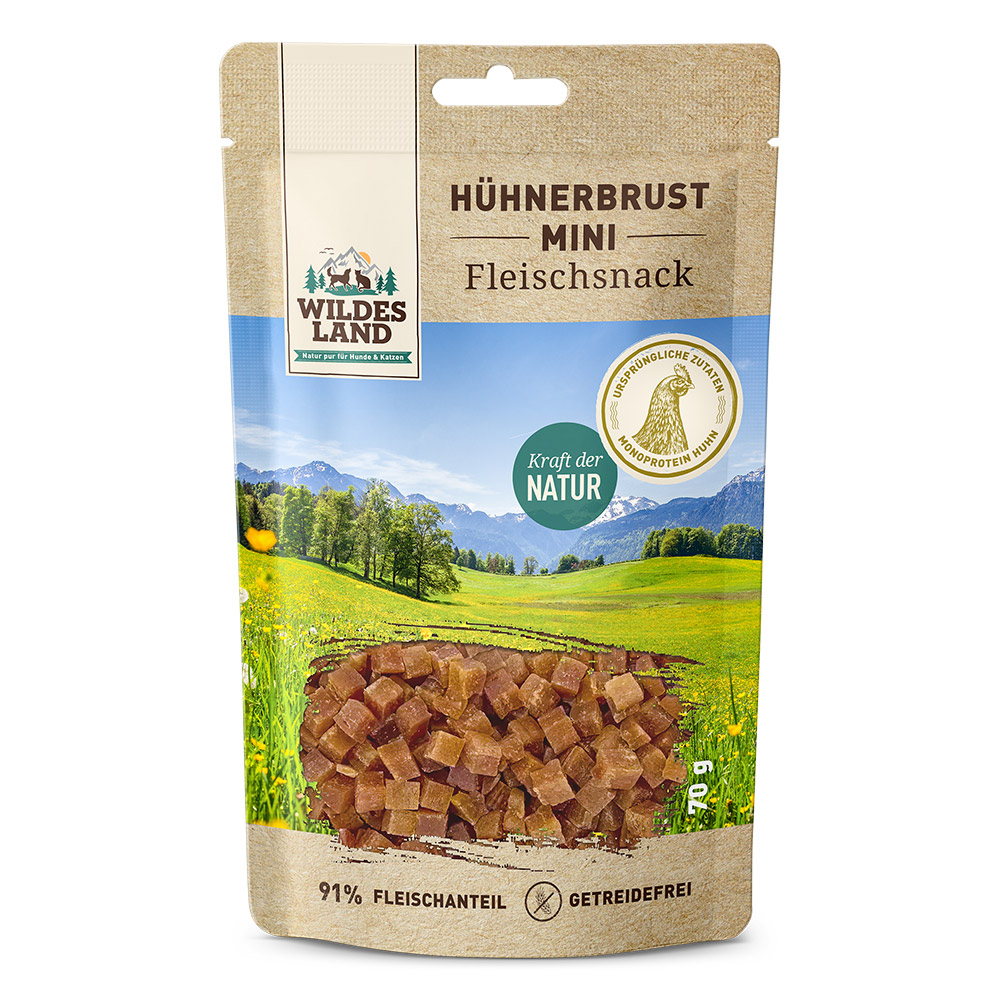 Wildes Land Hühnerbrust Mini 70g - Katze u. Hund