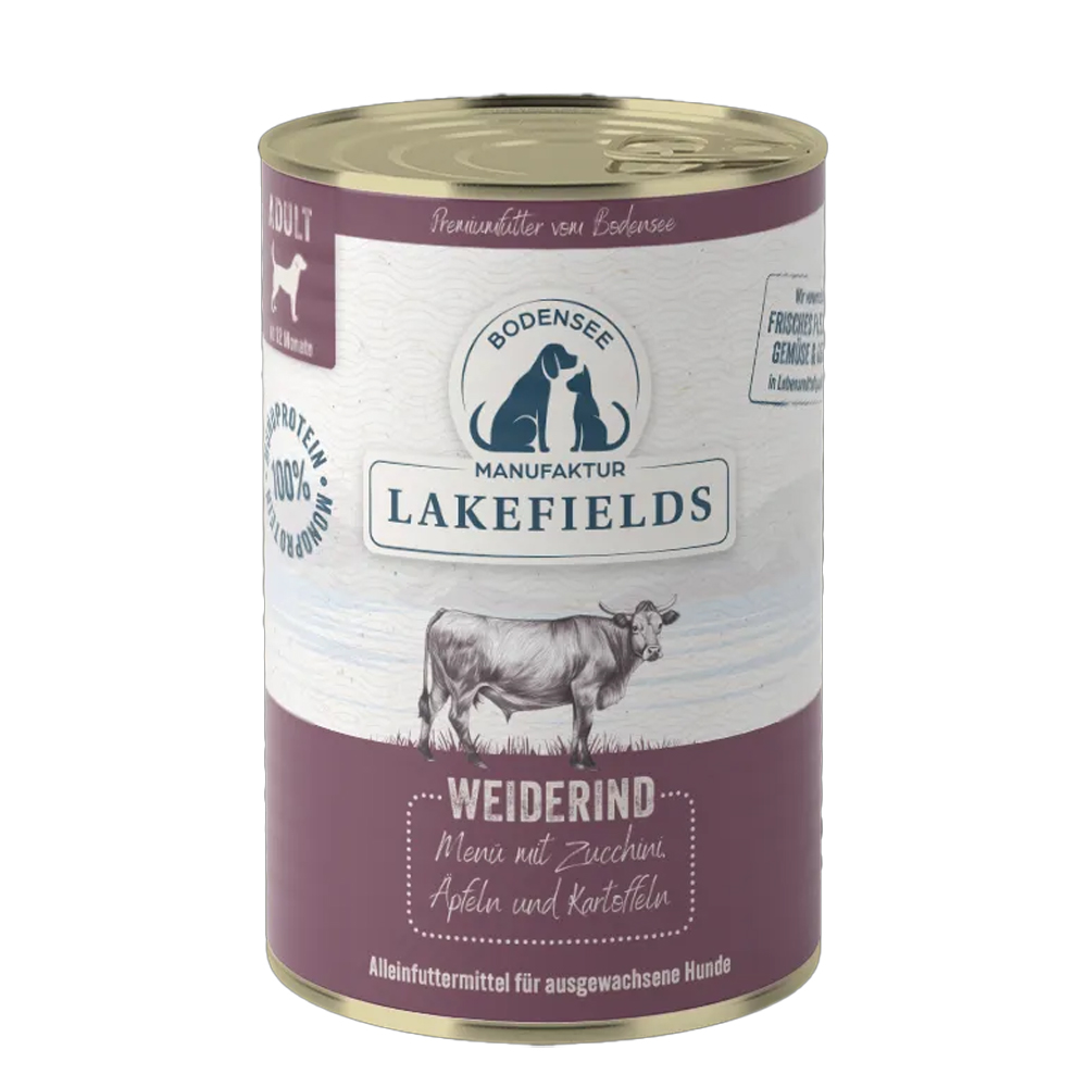 Hunde-Nassfutter, Weide-Rind, Lakefields, Dosenfutter, Hundennahrung